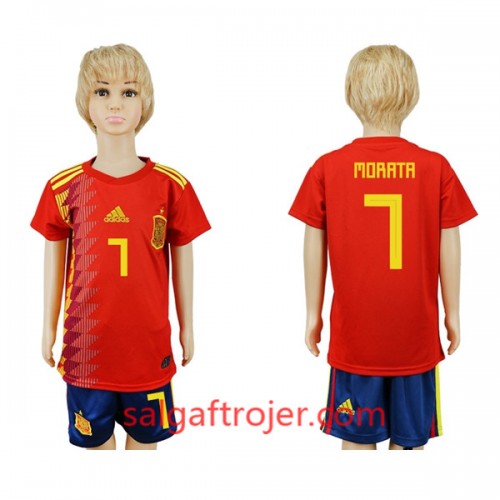 Spanien Fodboldtrøjer Morata 7 Børn Hjemmebanesæt VM 2018 Spanien Fodboldtrøjer Morata 7 Børn Hjemmebanesæt VM 2018